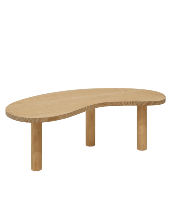 Table basse en bois massif aux formes organiques en teinte chêne moyen en différentes tailles