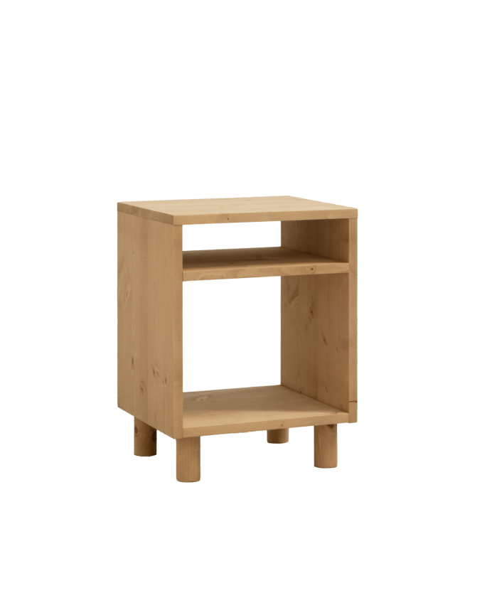 Table de chevet en bois massif ton chêne moyen 51x32cm