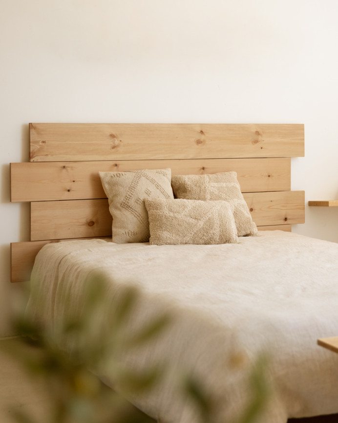 Tête de lit asymétrique en bois massif ton chêne moyen en différentes tailles