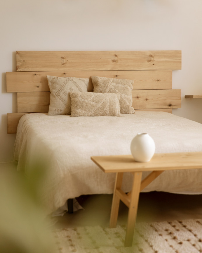 Tête de lit asymétrique en bois massif ton chêne moyen en différentes tailles