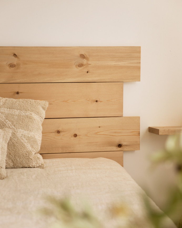Tête de lit asymétrique en bois massif ton chêne moyen en différentes tailles
