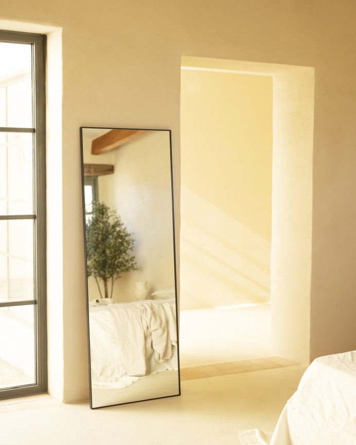 Miroir rectangulaire en acier inoxydable de couleur noire 58x158x2cm
