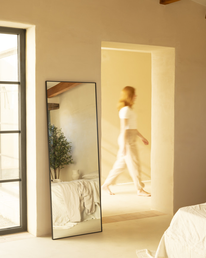 Miroir rectangulaire en acier inoxydable de couleur noire 58x158x2cm