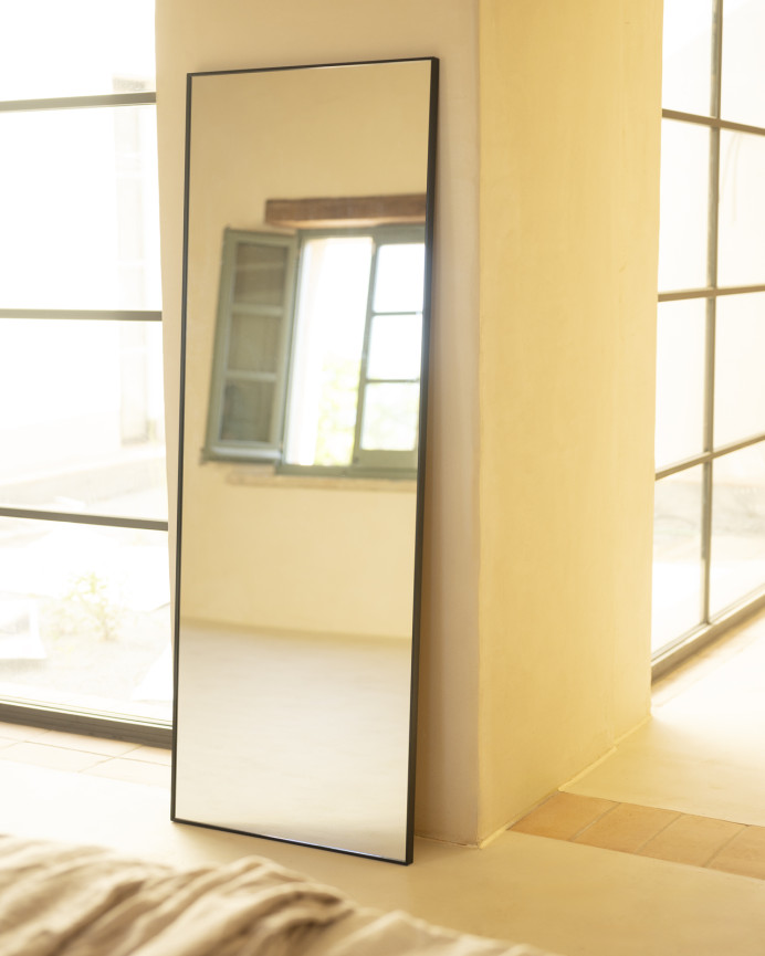 Miroir rectangulaire en acier inoxydable de couleur noire 58x158x2cm