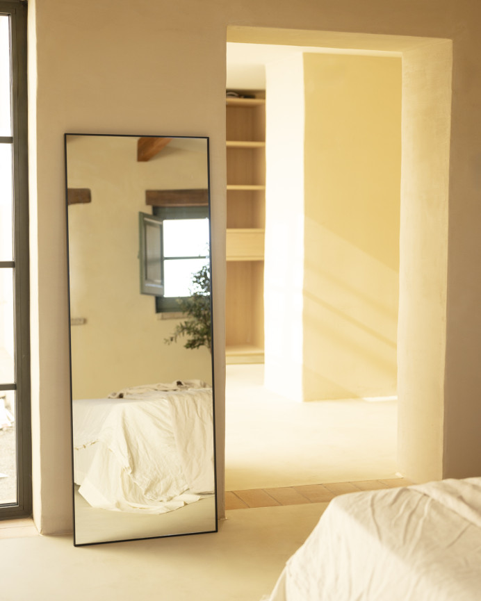 Miroir rectangulaire en acier inoxydable de couleur noire 58x158x2cm