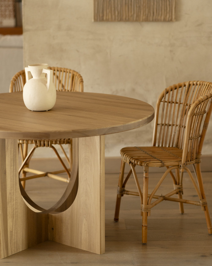 Table à manger ronde en bois massif de peuplier en différentes tailles