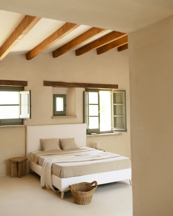 Lit rembourré en lin blanc pour les matelas en différentes tailles