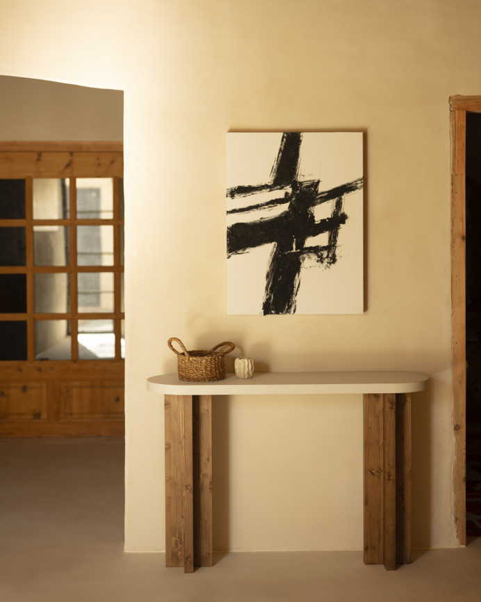Tableau blanc décoratif sur coton avec cadre en bois peint à la main à la peinture à l'huile en différentes tailles