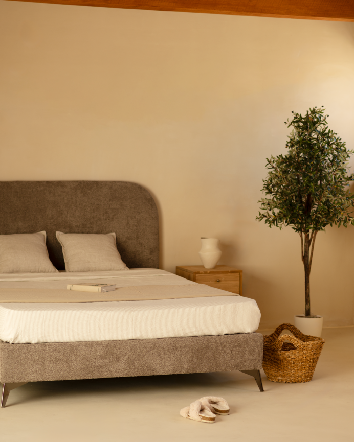 Lit rembourré en taupe boculé pour les matelas en différentes tailles