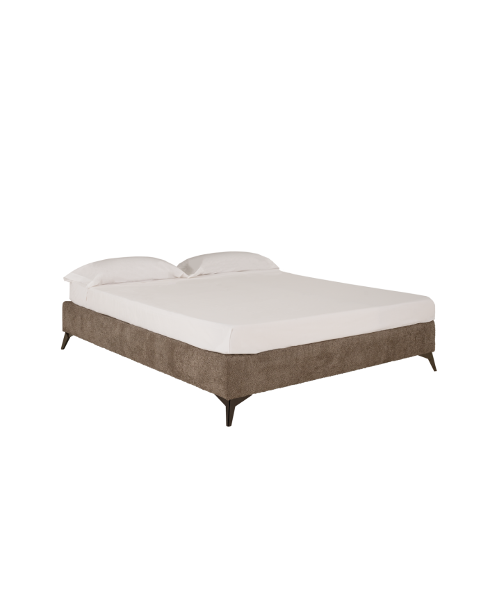 Base tapissée taupe boculé pour les matelas en différentes tailles
