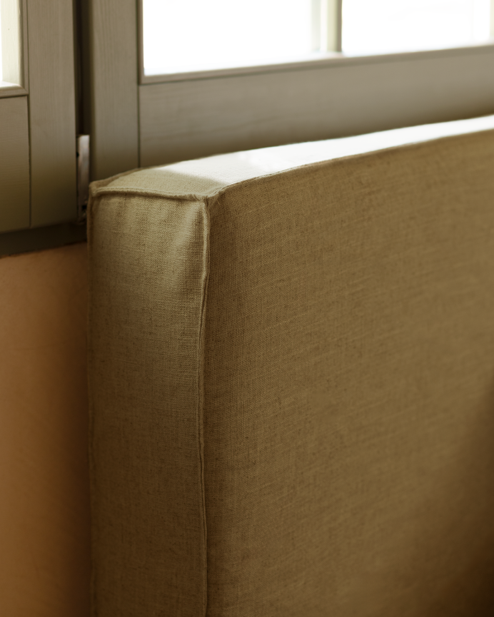 Tête de lit tapissée déhoussable en lin verten différentes tailles