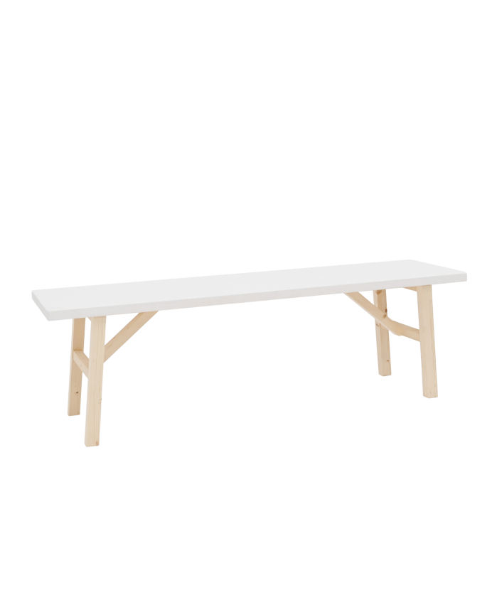 Banc en bois massif blanc en différentes tailles