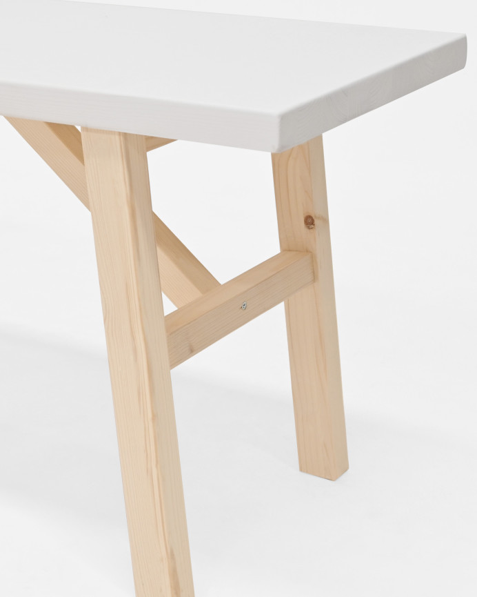 Banc en bois massif blanc en différentes tailles