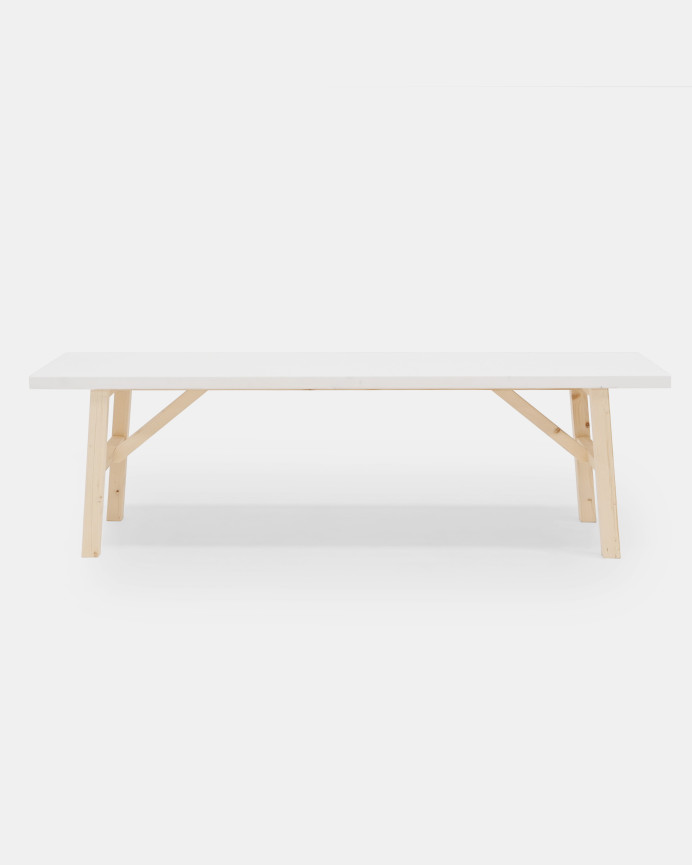 Banc en bois massif blanc en différentes tailles