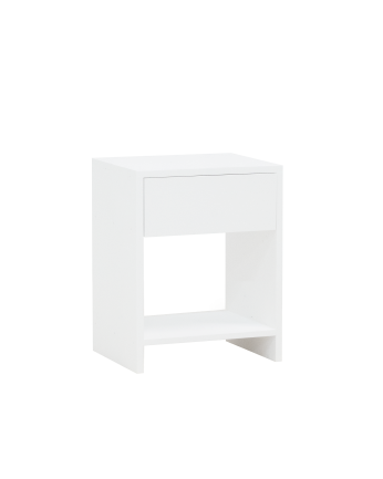 Table de chevet en bois massif avec un tiroir blanc en différentes tailles