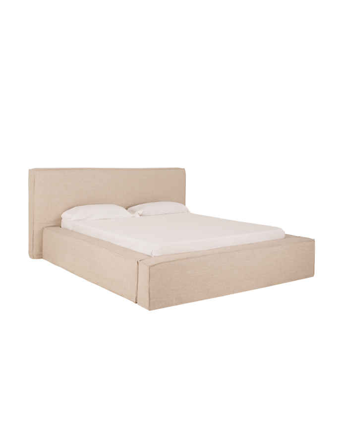 Lit déhoussable en lin beige pour les matelas en différentes tailles