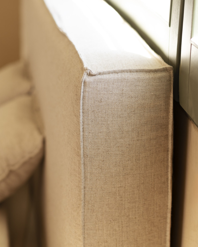 Lit déhoussable en lin beige pour les matelas en différentes tailles