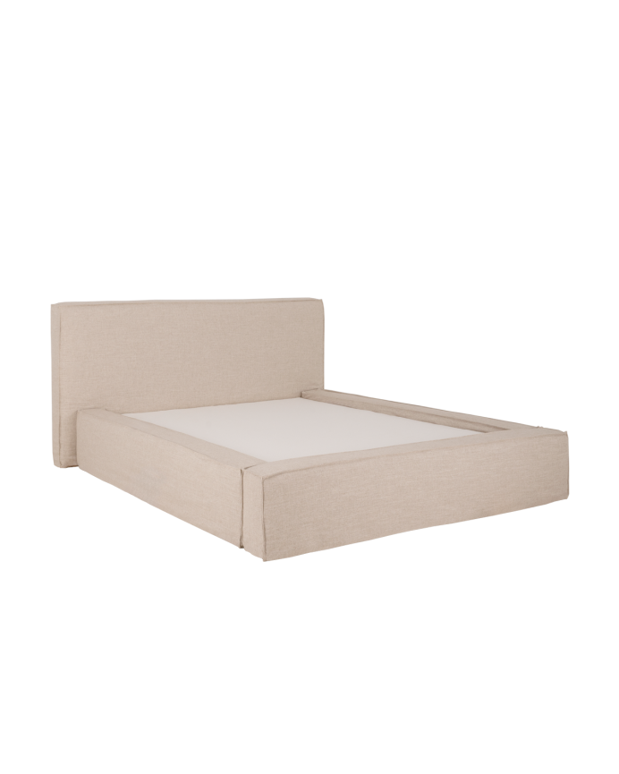 Lit déhoussable en lin beige pour les matelas en différentes tailles