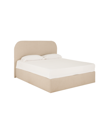 Lit coffre en ton beige pour les sommiers en différentes tailles
