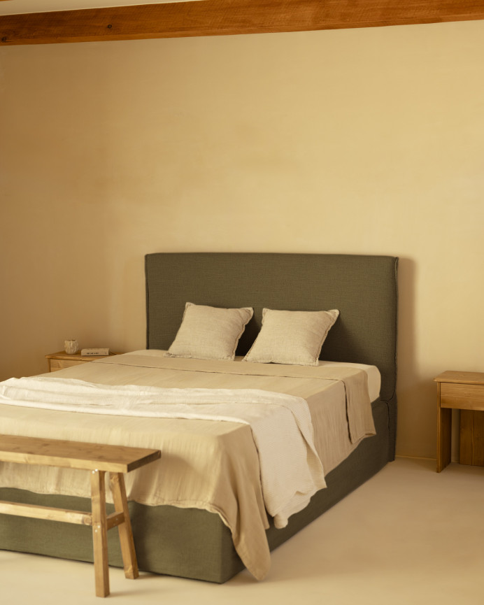 Canapé en lin vert déhoussable pour les matelas en différentes tailles