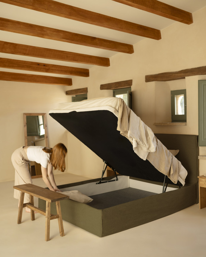 Canapé en lin vert déhoussable pour les matelas en différentes tailles