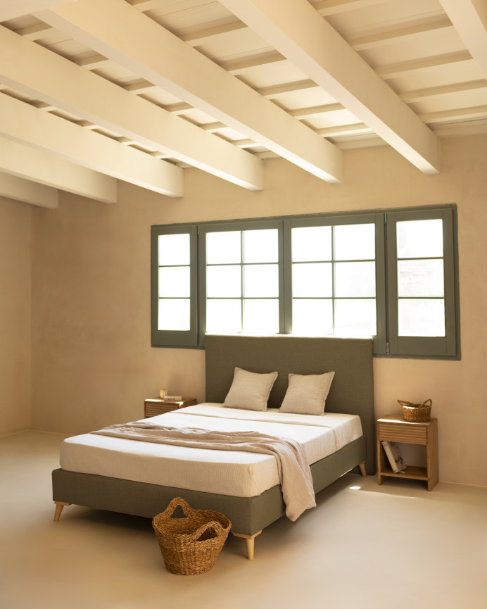 Base tapissée en lin vert pour les matelas en différentes tailles