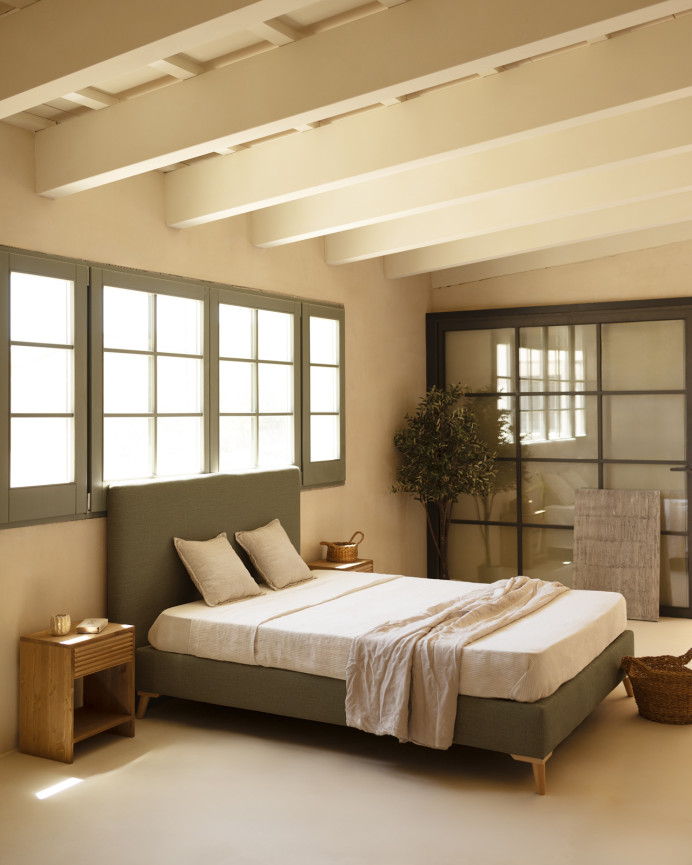Base tapissée en lin vert pour les matelas en différentes tailles