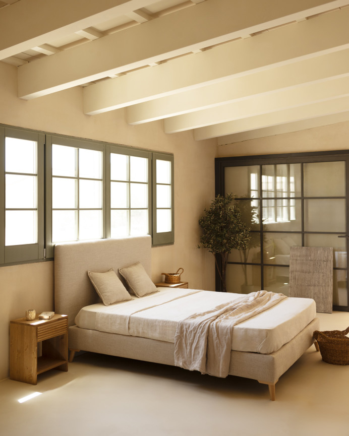 Base tapissée en lin beige pour les matelas en différentes tailles