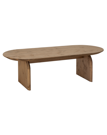 Table basse ovale en bois massif ton chêne foncé en différentes tailles