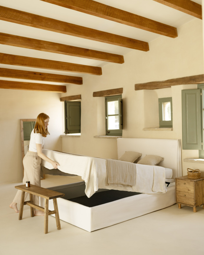 Housse de canapé en lin blanc déhoussable pour les matelas en différentes tailles