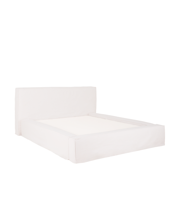 Housse de lit déhoussable en lin blanc pour les matelas en différentes tailles