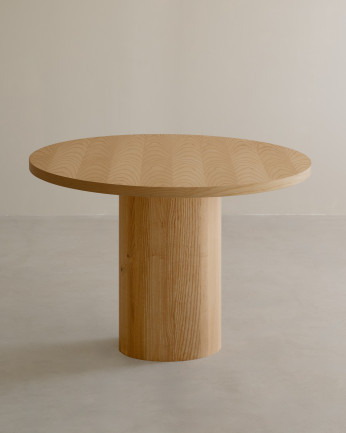 Table de salle à manger ronde en bois de frêne en différentes tailles