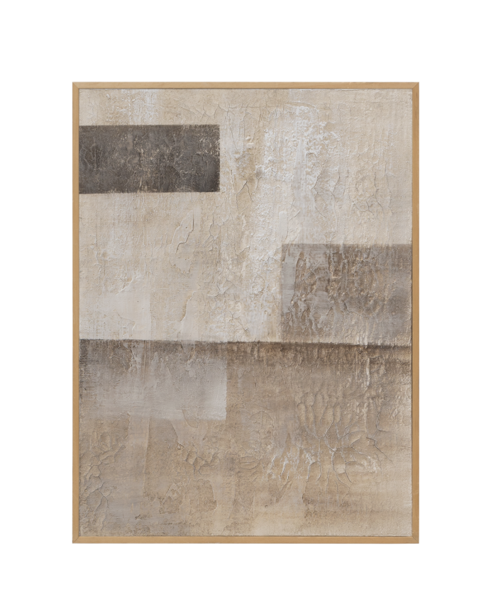 Tableau gris décoratif sur toile de coton avec cadre en bois peint à la main à la peinture à l'huile en différentes tailles
