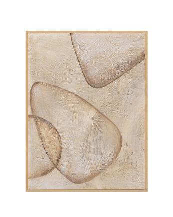 Tableau beige décoratif sur coton avec cadre en bois peint à la main à la peinture à l'huile en différentes tailles