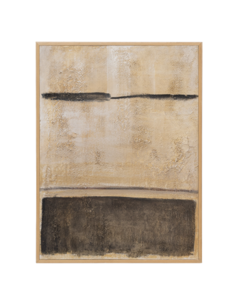 Tableau beige et noir décoratif sur coton avec cadre en bois peint à la main à la peinture à l'huile en différentes tailles