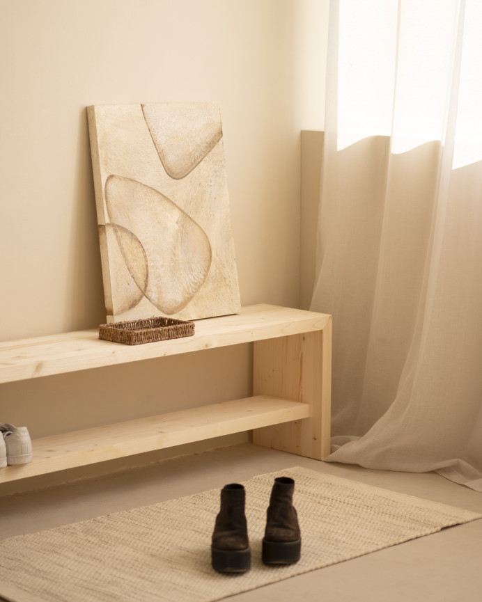 Tableau beige décoratif sur coton avec cadre en bois peint à la main à la peinture à l'huile en différentes tailles