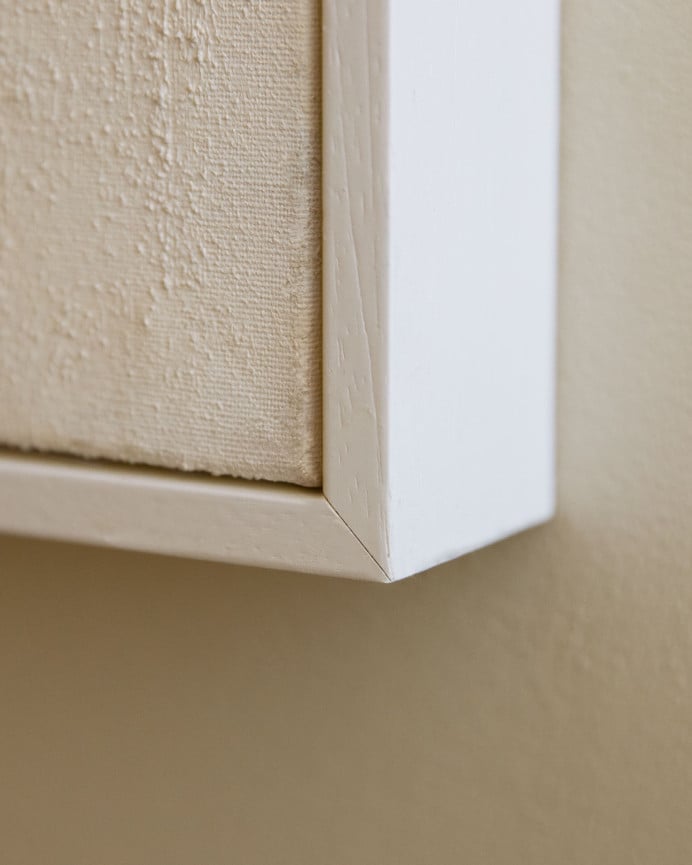 Tableau beige et noir décoratif sur coton avec cadre en bois peint à la main à la peinture à l'huile en différentes tailles