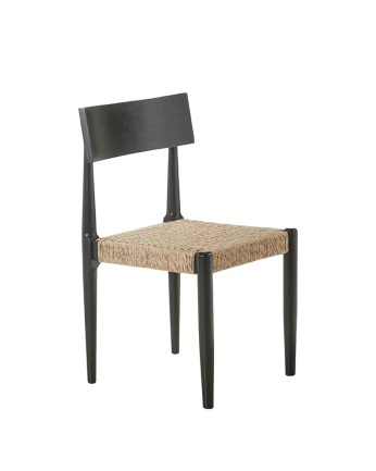 Chaise en bois massif avec assise en corde de couleur beige de 81cm 