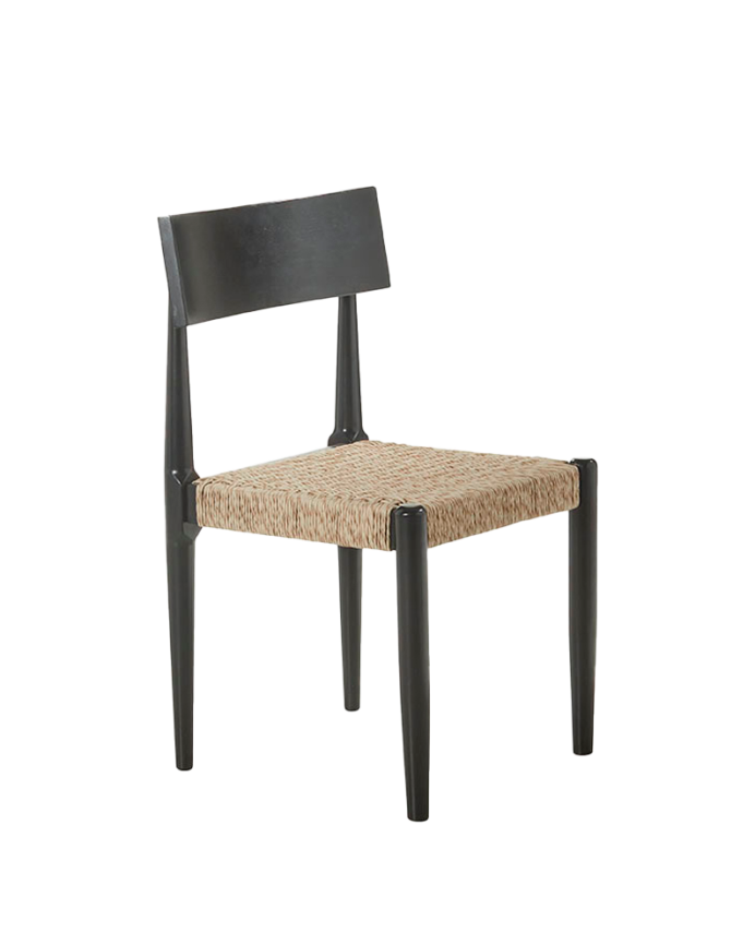 Chaise en bois massif avec assise en corde de couleur beige de 81cm 