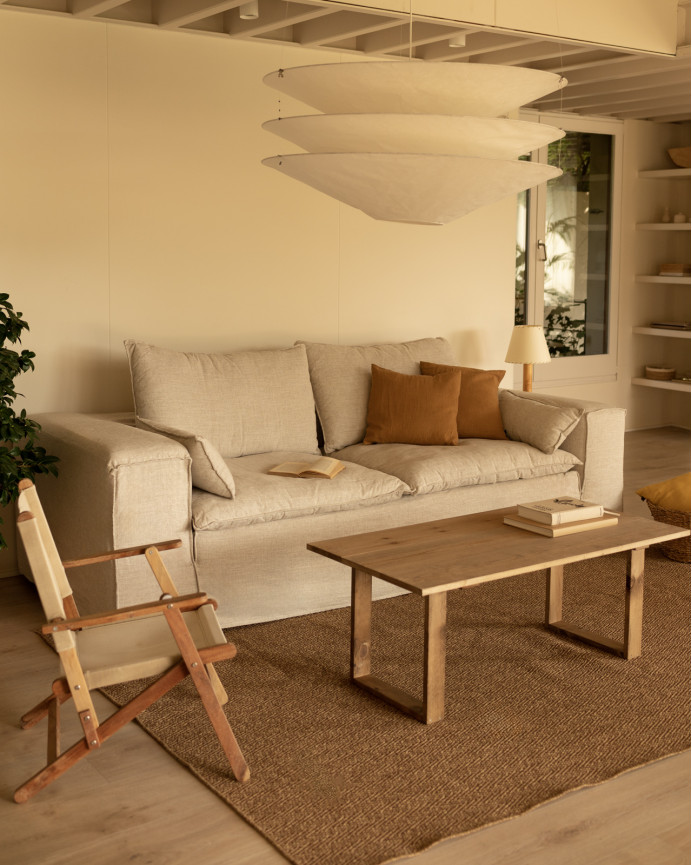 Housse pour canapé en lin déhoussable couleur beige en différentes tailles