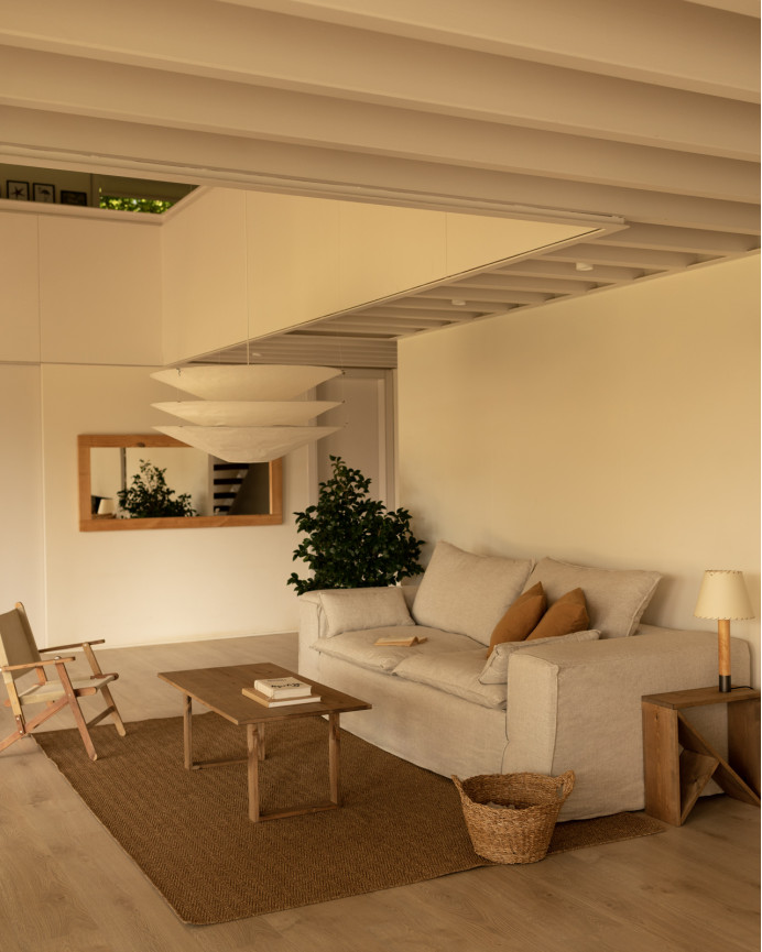 Housse pour canapé en lin déhoussable couleur beige en différentes tailles