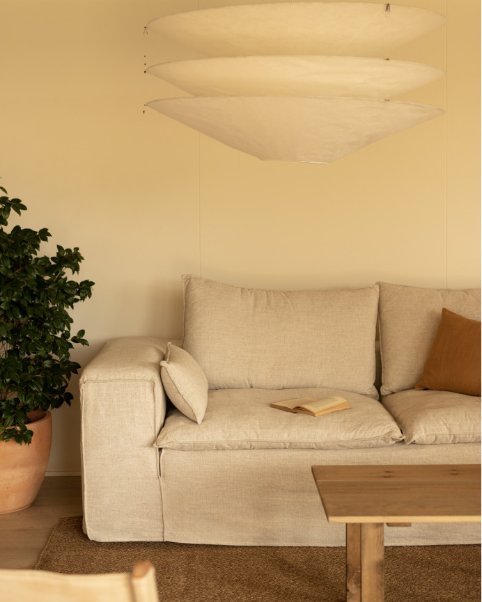 Housse pour canapé en lin déhoussable couleur beige en différentes tailles