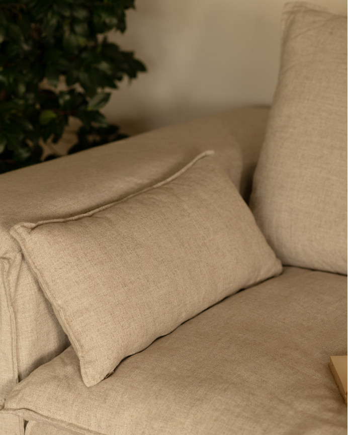 Housse pour canapé en lin déhoussable couleur beige en différentes tailles