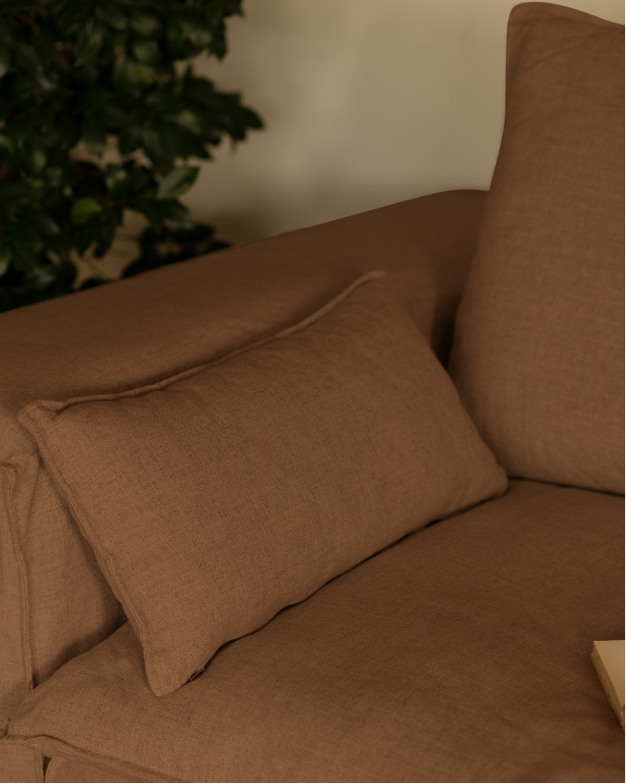 Housse pour canapé en lin déhoussable couleur terre cuite en différentes tailles