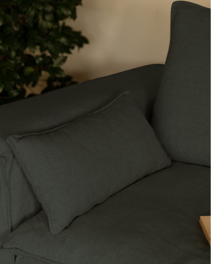 Housse pour canapé en lin déhoussable couleur bleue en différentes tailles