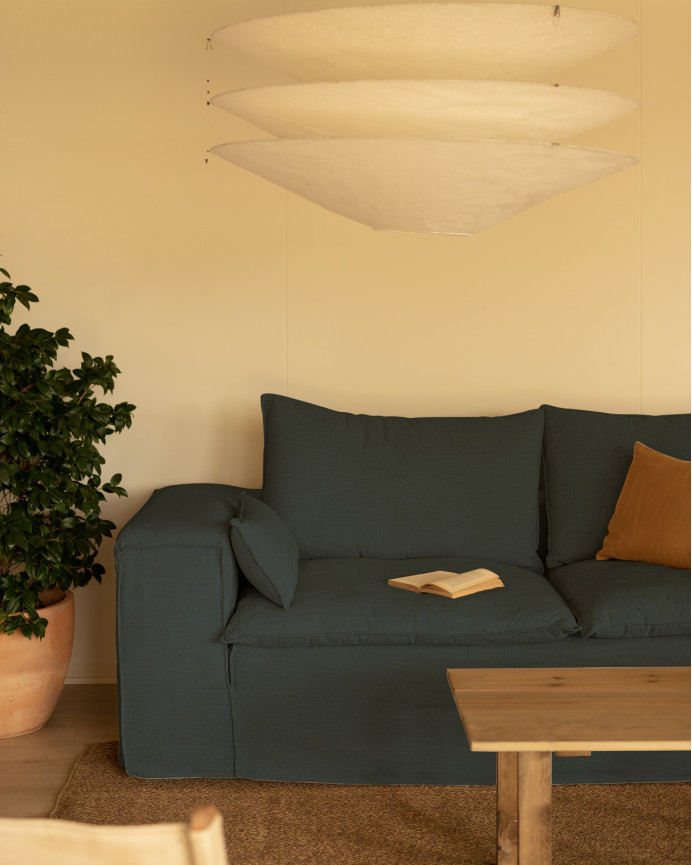 Housse pour canapé en lin déhoussable couleur bleue en différentes tailles
