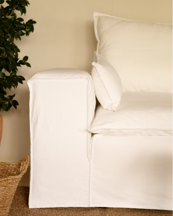 Housse pour canapé en lin déhoussable couleur blanche en différentes tailles