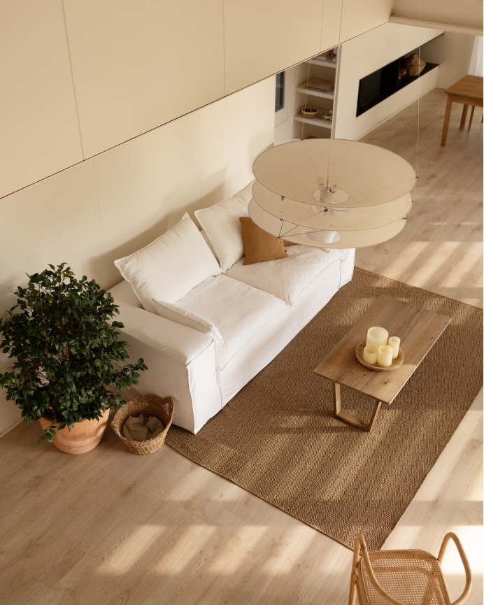 Housse pour canapé en lin déhoussable couleur blanche en différentes tailles
