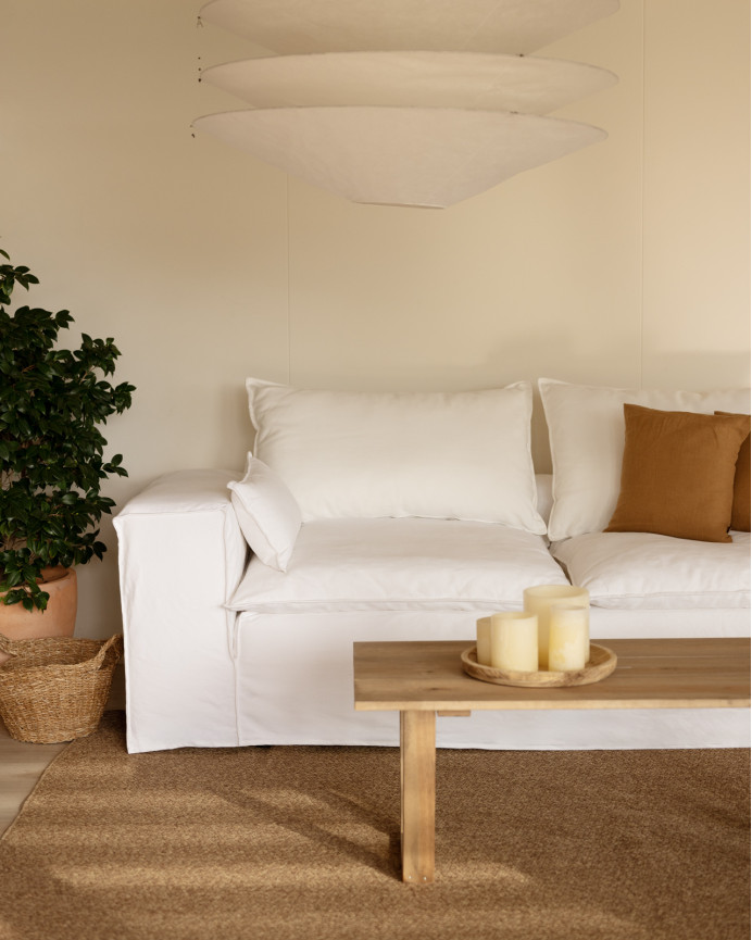 Housse pour canapé en lin déhoussable couleur blanche en différentes tailles