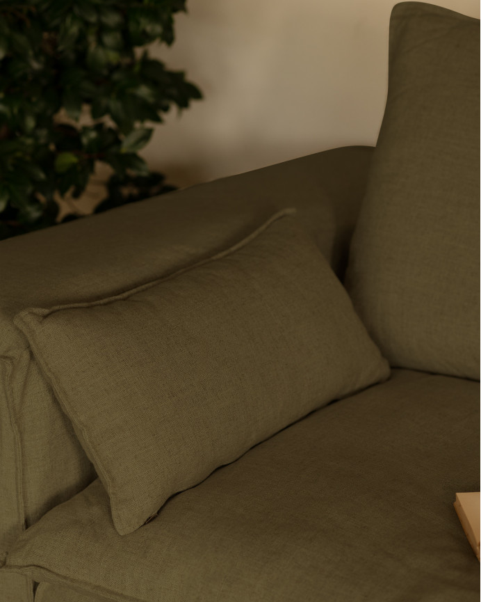 Housse pour canapé en lin déhoussable couleur verte en différentes tailles